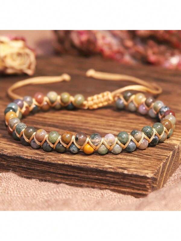 1 chiếc vòng tay thiền định, bảo vệ tâm linh, đính hạt thạch anh nhiều màu sắc, phong cách Bohemian cổ điển, món quà hoàn hảo cho bạn bè và gia đình.