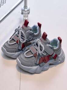 1 Pair Baby Thick Sole Shock-Absorbing Non-Slip Sports Shoes PU Upper Low-Top Round Toe Flat Casual Shoes Spring/Autumn - Grey - View 7