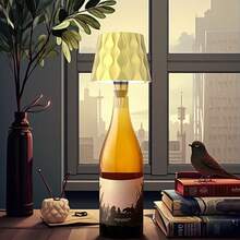 Đèn hình chai rượu thiết kế mới hiện đại với họa tiết sóng, đáy nhọn bằng kim loại, sạc USB, điều khiển cảm ứng, ánh sáng dịu nhẹ bảo vệ mắt, thích hợp cho phòng khách, phòng ngủ, phòng ăn, quán bar, khu vực xếp hàng dự tiệc. - Một kích cỡ phù hợp cho tất cả - Xem 12