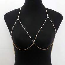 1pc Elegant Women's Body Chain, Shoulder Chest Jewelry For Parties Nightclubs Special Occasions - Vàng - Xem 8