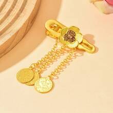 1件中东流行金属花朵雕刻侧边硬币流苏吊坠设计，阿拉伯新娘发饰 - 金色 - 查看 11