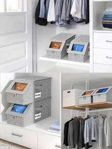 Space-Saving Hat Storage Box With Large Window And Reinforced Side Handles, Transparent Front Panel For Easy Access, Foldable Storage Box Suitable For Hat Collectors And Students, Dust-Proof Multi-Purpose Storage Bag Can Be Placed On Bedside Table, Wardrobe Bottom, And Shelves, Applicable For Bedroom, Bathroom And Household Essentials - Multicolor - View 5