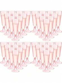 100/50/30/25/20/10/5 Packs Of Pink Champagne Glasses, 5-Ounce Champagne Glasses, Crystal Glasses, Reusable Cocktail Glasses, Suitable For Weddings, Celebrations, Birthday Parties, Baking And Drinking Occasions - View 1
