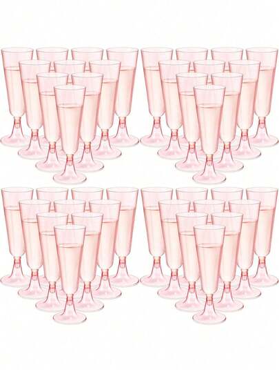 100/50/30/25/20/10/5 包装粉红香槟杯，5 盎司香槟杯，水晶杯，可重复使用鸡尾酒杯，适用于婚礼、庆典、生日派对、烘焙和饮酒场合