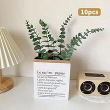 100pcs Artificial Eucalyptus Branches, Eucalyptus Decor, Fake Green Twigs, Green Decorative Artificial Flowers, Suitable For Home And Office, Artificial Flower Bouquet Filler, Wedding Decor - 彩色 - 查看 18
