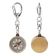 1pc Mini Compass Vintage Survival Zinc Alloy Pocket Compass With Key Ring Camping Compass Keychain Trekking Navigation Tools Thank You Gifts Teacher Accessories - Vàng - Xem 2