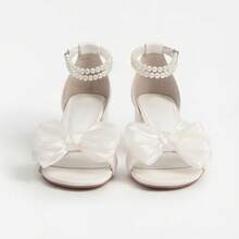 Women's High-Heeled Sandals, Sweet Bow Chunky Heel Sandals, Comfortable, Open-Toe, With An Adjustable Ankle Strap, Sweet And Elegant, Suitable For Everyday Wear, Vacations, Banquets, Parties, Dances, Dates, Local Warehouse Shipping. - 白色 - 查看 4