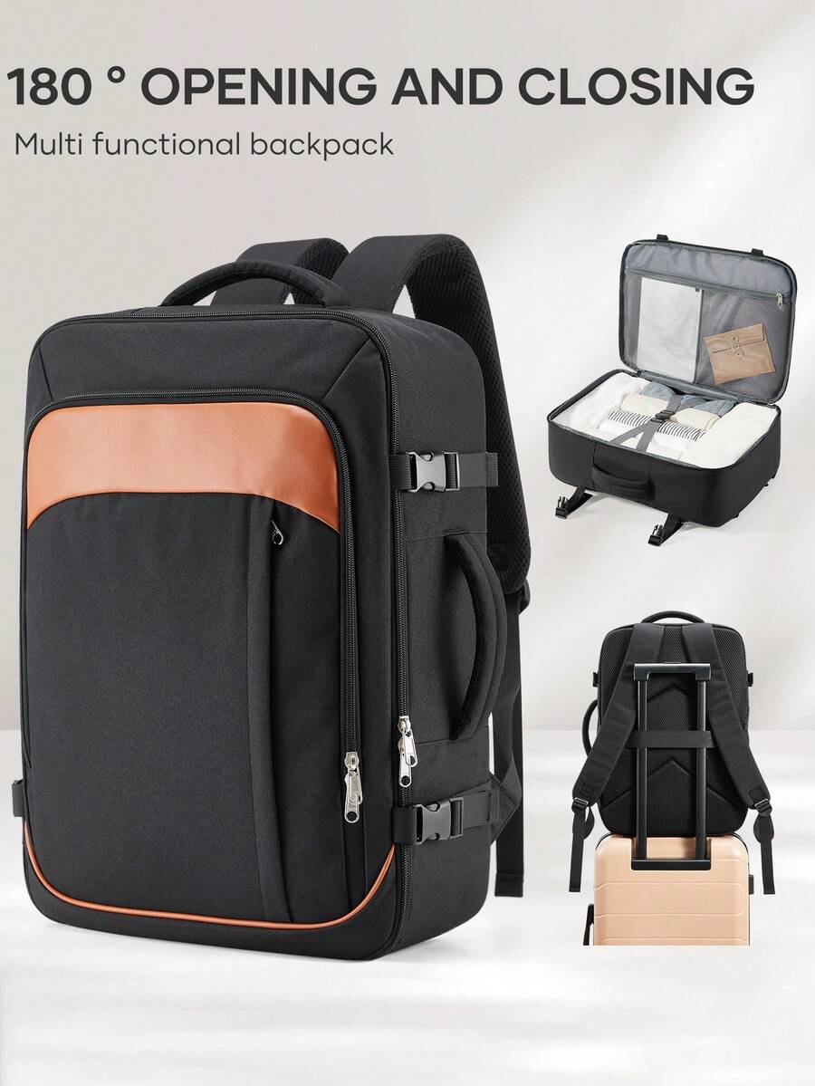 Ba lô du lịch đa năng mở 180°, ba lô xách tay dung tích lớn có ngăn đựng laptop, túi du lịch cuối tuần chống nước có dây đeo hành lý dành cho nam và nữ. - Nhiều màu - Xem 1