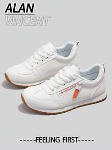 Alan Vincent【免费退换货】【轻盈自由系列】女士新款平底鞋，舒适时尚，跑步鞋，休闲运动鞋，女士办公鞋，日常百搭经典白鞋 - 白色 - 查看 1