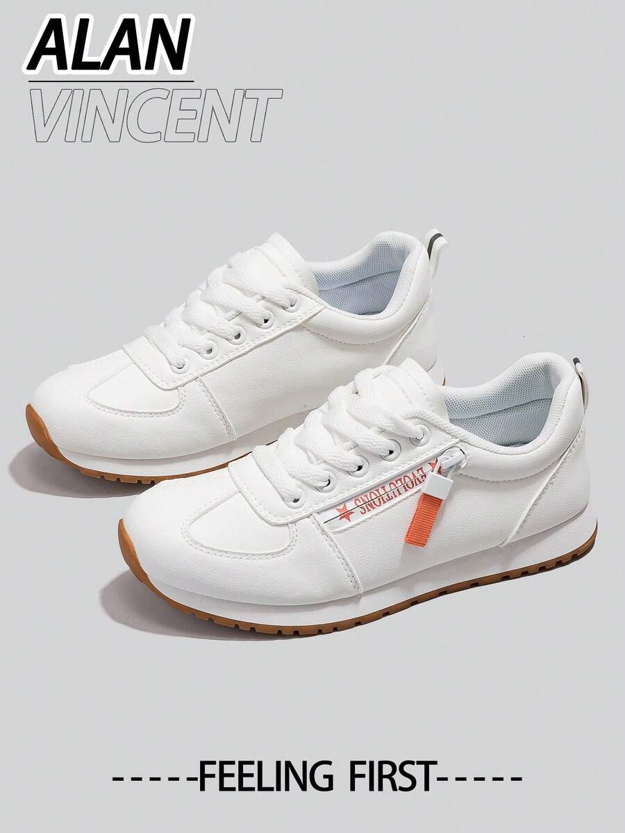 Alan Vincent【免费退换货】【轻盈自由系列】女士新款平底鞋,舒适时尚,跑步鞋,休闲运动鞋,女士办公鞋,日常百搭经典白鞋 - 白色 - 查看 1
