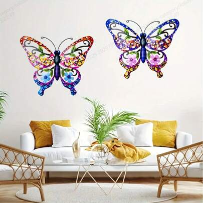1pc/2pcs Creative Acrylic Butterfly Art Wall Decor, Vibrant Colorful Acrylic Butterflies, Suitable For Indoor/Outdoor Decoration, Home Decor, Garden Decor, Patio Decor, Fence Decor, Holiday Decor, Wedding Decor, Mother's Day Gift - Gift For Butterfly Lovers
