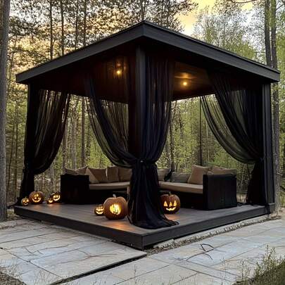 4pcs Outdoor Gazebo Mosquito Net, Decorative Sheer Curtain, 2026 Spring/Summer New Soft Hexagonal Mesh Fabric, DIY Cutting, Suitable For Travel, Outdoor, Home Balcony, Gazebo Anti-Mosquito And Insect Use, Applicable For Wedding Party Decor, Birthday Atmosphere Decor, Valentine's Day/Mother's Day, Spring/Summer Party Decor