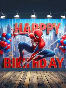 Marvel 75*95厘米生日派对装饰背景布，生日摄影横幅，涤纶纤维派对背景，复仇者联盟纸盘装饰，超级英雄桌布和餐具生日派对用品 - 多色 - 查看 13