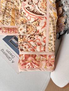 Áo khoác nữ dáng rộng màu cam cổ đứng in họa tiết, thanh lịch, thích hợp cho du lịch nghỉ dưỡng, các lễ hội âm nhạc/mùa cưới và mùa đông. - trái cam - Xem 8