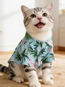 Chemise style britannique pour chat, en matériau polyester sans élasticité et coupe slim. Convient aux animaux de compagnie de petite et moyenne taille, pas pour les gros chats. Taille petite, veuillez commander 1 à 2 tailles au-dessus. - Multicolore - Voir 2
