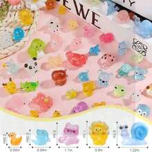 52Pcs Luminous Mini Resin Animals 52 Styles Miniature Glow In The Dark Resin Animal Figures To Hide Tiny Small Little Ducks Turtles Dinosaurs And Frogs For Micro Landscape House Fairy Garden Decor - A - 查看 3