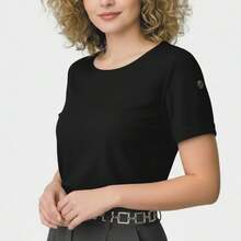 Women's Short-Sleeve Blouse Duna Stylish Formal Fashion Evangelical Elegant - màu đen - Xem 9