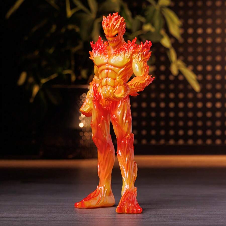 火焰兽电子世界冒险模型雕像，收藏手办，动漫周边，小礼物，节日礼物，宅男动漫爱好者桌面摆件，适合游戏和家庭办公，动漫角色，可爱姿势，高品质工艺，万圣节、感恩节、圣诞节礼物，书架展示 - 彩色 - 查看 1