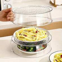 1pc Multifunctional Microwave Splash Guard - Heat Resistant Up To 200°C, 360° Splash-Proof Design, Stackable Plastic Food Cover, Ideal For Protecting Vegetables And Fruits - Multicolor - View 8