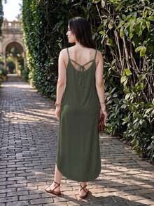 Women Long Dresses - Army Green - View 3
