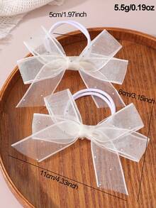 Bộ 2/12 dây buộc tóc nơ lưới đính đá cho bé gái, thích hợp để trang trí hàng ngày. - Nhiều màu - Xem 11