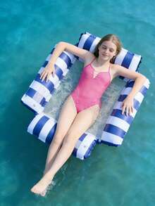 1pc Inflatable Water Hammock, Adult Summer Swimming Pool & Beach Floating Lounger, Perfect Summer Gift For Pool Party And Vacation - Multicolor - View 4