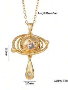 1 chiếc dây chuyền mặt dây chuyền hình sao Thổ đính kim cương thời trang dành cho nữ, chất liệu thép titan, thiết kế sang trọng, phù hợp cho đám cưới, tiệc tùng và đeo hàng ngày. - Nhiều màu - Xem 5