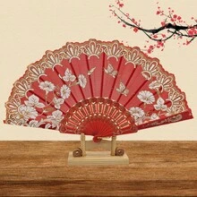 1把 Forever & Moment 花卉摺疊手扇，女性婚禮摺疊扇，茶會與新娘活動裝飾摺疊扇 - 彩色 - 查看 7