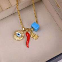 1件装蓝眼辣椒吊坠项链，土耳其眼睛护身符，手工制作，男士幸运礼物 - 時尚項鍊 - 查看 3