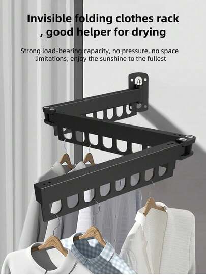 1 adet Paslanmaz Çelik Katlanır Çamaşır Kurutma Askısı - Cilalı, Duvara Gizli Montaj Tasarımı, Yer Tasarrufu Sağlar, Balkon, İç ve Dış Mekan Kullanımına Uygundur