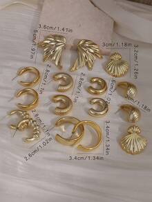 4/6/16pcs Women Earrings/Hoop Earrings Set, Fashionable And Elegant, Suitable For All Year Round Wear - Gold - View 2