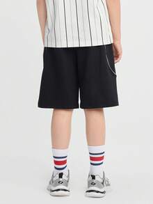 Balabala 2026 男童舒適透氣直筒休閒夏季短褲 - 黑色 - 查看 3