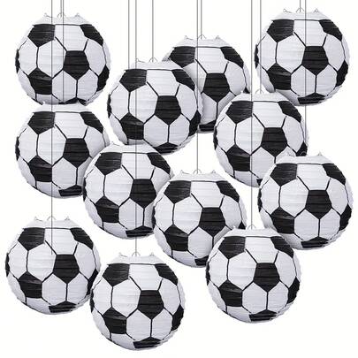 Bộ 2/5 chiếc đèn lồng giấy trang trí tiệc bóng đá 8 inch, kiểu dáng đen trắng, thích hợp cho sinh nhật, tiệc theo chủ đề, tụ họp người hâm mộ thể thao, trận đấu bóng đá, quán bar, cửa hàng, trang trí ngày lễ, đạo cụ chụp ảnh.