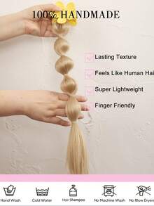 18 Inch 1 Pc Handmade Bubble Braid Ponytail Wig, Hair Extension With Clips, Heat Resistant, Suitable For Women - Multicolor - View 6