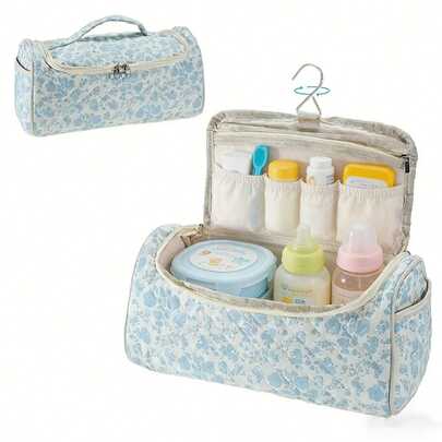Floral Diaper Bag Makeup Bag For Mom And Dad, Quilted Changing Bag Storage Bag For New Born Boys And Girls, Cosmetic Bags Travel Storage Bag For Hair Tools, Baby Essential, Travel Essential, Mother's Day Gifts