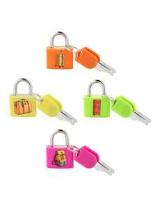 2/4pcs Colorful Travel Luggage Locks, Small Mini Suitcase Padlock Locks With Keys, Luggage Padlocks, Cute Cartoon Print Mini Padlocks For Suitcase Backpack Locker, Portable Small Security Locks For Gym School Travel Accessories, Strong Copper Lock Core With Plastic Shell (Unique Icon Patterns For Effortless Lock Matching) - Multicolor - View 3