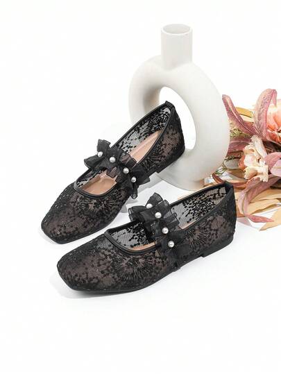 Giày bệt Mary Jane ren lưới đính ngọc trai mới về, đế mềm chống trơn trượt, màu trắng ánh trăng, giày cô dâu phù dâu, thoáng khí, tinh tế, tôn dáng, thanh lịch, dự tiệc, đi làm, phong cách cổ điển, punk, cưới hỏi, cổ tích, phong cách Trung Quốc, gothic, Lolita, cưới phương Tây, công sở, cưới Trung Quốc, sang trọng, ngoài trời, đường phố, khóa cài, tối giản, retro, mùa xuân/hè, sandal thoáng khí, cỡ lớn, ngày lễ, tiệc cưới, văn phòng, ngoài trời