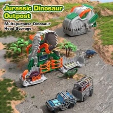 Dinosaur Basic Model Toy, T-Rex Head Storage And Construction Toy Set Includes Base Camp, Transport Truck, Fence And Trees, Suitable For Boys And Girls Creative Role Play - Green - View 7