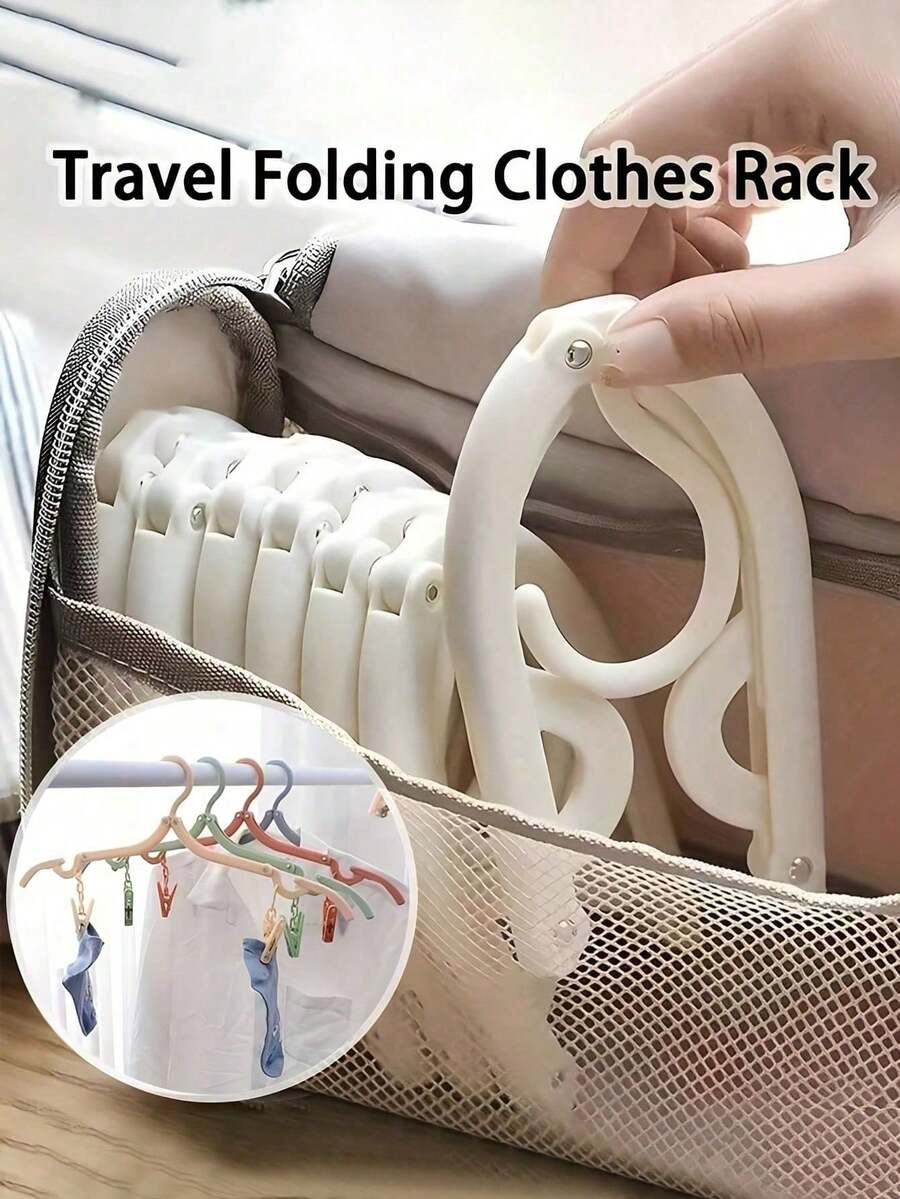 10/8/6/5/3/1pc Portable Foldable Clothes Hanger Without Clips, Foldable Drying Rack, Non-Slip Design, Suitable For Retail Stores And Cruise Ships, Random Colors