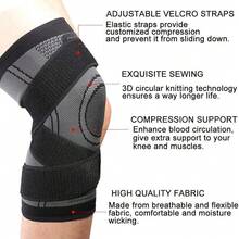 1pc Universal Compression Knee Sleeve, Suitable For Fitness, Running, Gym, Weightlifting And Other Scenarios - Black - View 6