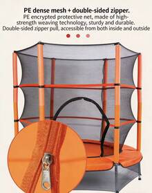 JUFIT Hexagonal Mini Fitness Trampoline Rebounder With Safety Enclosure Net And Adjustable Handlebar For Indoor Workout - Orange - View 5