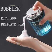 11.84 Oz Modern Plastic Foaming Hand Soap Dispenser, Bathroom & Kitchen Refillable Liquid Easy To Press Soap Dispenser For Essential Oil, Shampoo, Dish Soap - Glossy - View 7