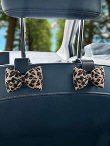 1/2 piezas Lindo colgador de respaldo de asiento de coche con lazo de estampado de leopardo - Diseño de lazo de leopardo, bolsa de almacenamiento en el respaldo del asiento, llaves, accesorios para el coche - Se ajusta a la mayoría de los vehículos - Gancho para lazo con estampado de leopardo - Ver 1