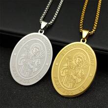 Jesus St. Saint Anthony Pray Us Pendant Necklace For Women Men Stainless Steel Gold Color Religion Medallion Chain Jewelry - Necklace - View 8