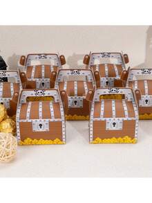 12pcs Pirate'S Treasure Paper Candy Boxes (With Golden Coin Patterns) – Small Gift Boxes For Pirate-Themed Birthdays Parties & Birthday Parties - View 8