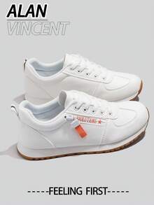 Alan Vincent【免费退换货】【轻盈自由系列】女士新款平底鞋，舒适时尚，跑步鞋，休闲运动鞋，女士办公鞋，日常百搭经典白鞋 - 白色 - 查看 5