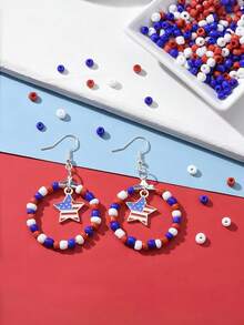 4th Of July DIY Craft Project Red White Blue Acrylic Beads, Suitable For Making Bracelets, Braiding, Decorations, 4th Of July Memorial Decorations, Red White Blue Pom Pom Beads, Suitable For Making 4th Of July Decorations, Friendship Bracelets, Jewelry Necklaces And Handicrafts - Multicolor - View 8