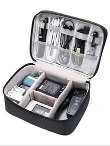 1pc Waterproof Digital Organizer Bag, Home Cable Management, Charger & Electronics Storage, Portable Travel Pouch - Black - View 6