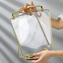 1个高品质金边亚克力托盘，多功能桌面收纳托盘，适用于各种场景，可放置化妆品/珠宝/茶具等。 - 灰色 - 查看 7