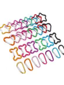 10pcs Aluminum Carabiner Keychain Clips - Assorted Shapes (Star, Heart, Bone, D-Shape) For Keys, Bags & DIY Crafts, Lightweight Metal Snap Hooks For Phone Straps & Outdoor Gear - Aluminum Carabiners - View 1